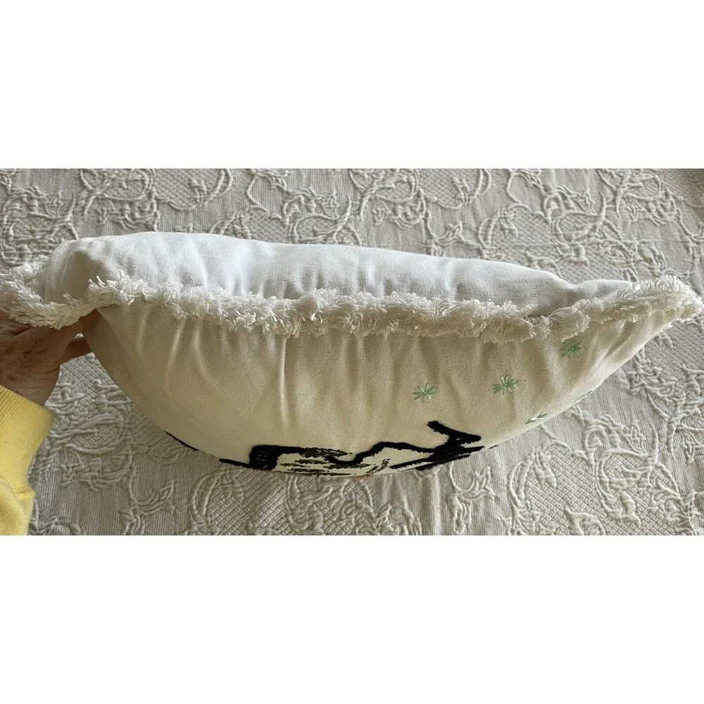 The North Pole Decorative Pillow Christmas Embroidered Santa Reindeer Americas